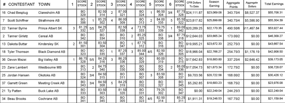 2013 Bull Riding Results